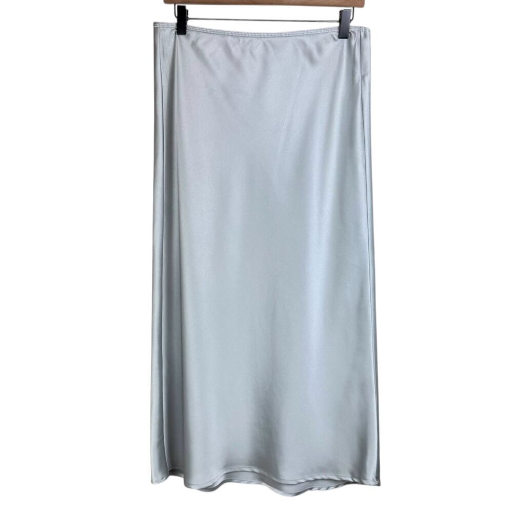 Joie M Mint Green Satin Unlined Lightweight Elastic Waistband Maxi Skirt
